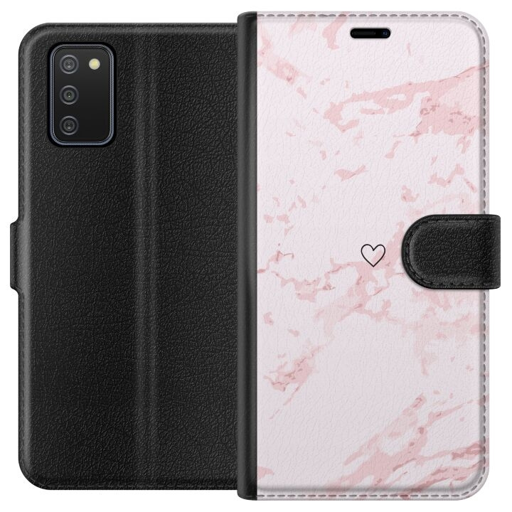 Portemonnee-hoesje voor Samsung Galaxy A02s met Roze Hart ontwerp in de groep SMARTPHONE & TABLETS / Mobielbescherming / Samsung bij TP E-commerce Nordic AB (A58171)