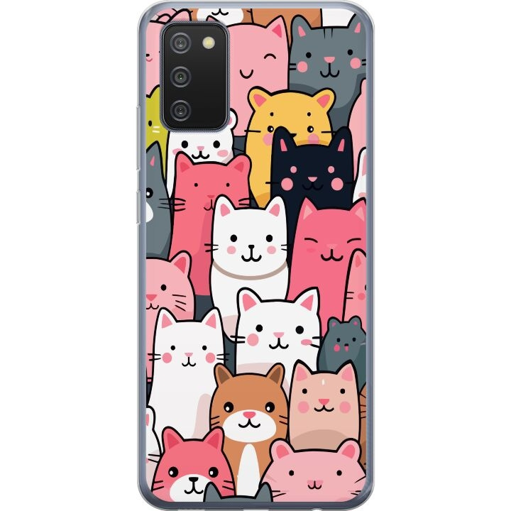 Mobiele hoes voor Samsung Galaxy A02s met Kattenpatroon ontwerp in de groep SMARTPHONE & TABLETS / Mobielbescherming / Samsung bij TP E-commerce Nordic AB (A58183)