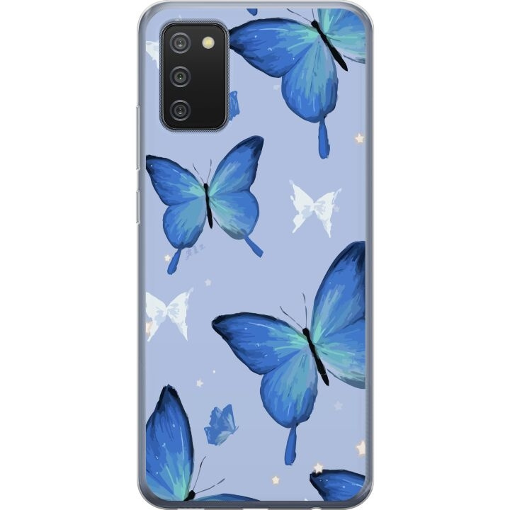 Mobiele hoes voor Samsung Galaxy A02s met Blauwe vlinders ontwerp in de groep SMARTPHONE & TABLETS / Mobielbescherming / Samsung bij TP E-commerce Nordic AB (A58191)