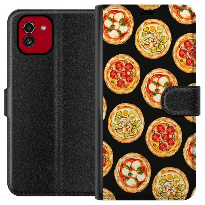 Portemonnee-hoesje voor Samsung Galaxy A03 met Pizza ontwerp in de groep SMARTPHONE & TABLETS / Mobielbescherming / Samsung bij TP E-commerce Nordic AB (A58215)