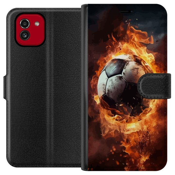 Portemonnee-hoesje voor Samsung Galaxy A03 met Voetbal ontwerp in de groep SMARTPHONE & TABLETS / Mobielbescherming / Samsung bij TP E-commerce Nordic AB (A58223)