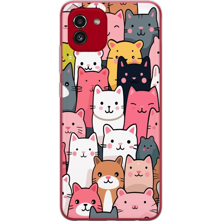 Mobiele hoes voor Samsung Galaxy A03 met Kattenpatroon ontwerp in de groep SMARTPHONE & TABLETS / Mobielbescherming / Samsung bij TP E-commerce Nordic AB (A58237)