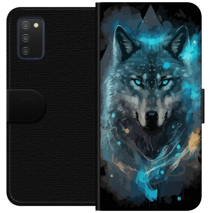 Portemonnee-hoesje voor Samsung Galaxy A03s met Wolf ontwerp in de groep SMARTPHONE & TABLETS / Mobielbescherming / Samsung bij TP E-commerce Nordic AB (A58261)