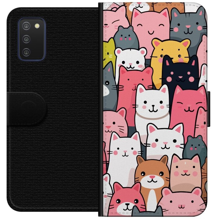 Portemonnee-hoesje voor Samsung Galaxy A03s met Kattenpatroon ontwerp in de groep SMARTPHONE & TABLETS / Mobielbescherming / Samsung bij TP E-commerce Nordic AB (A58264)