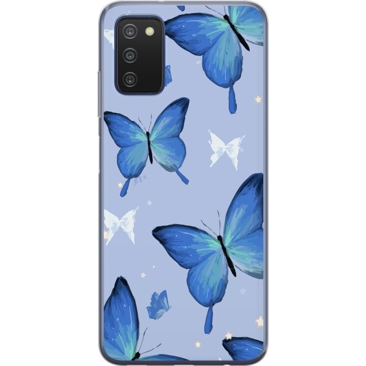 Mobiele hoes voor Samsung Galaxy A03s met Blauwe vlinders ontwerp in de groep SMARTPHONE & TABLETS / Mobielbescherming / Samsung bij TP E-commerce Nordic AB (A58299)