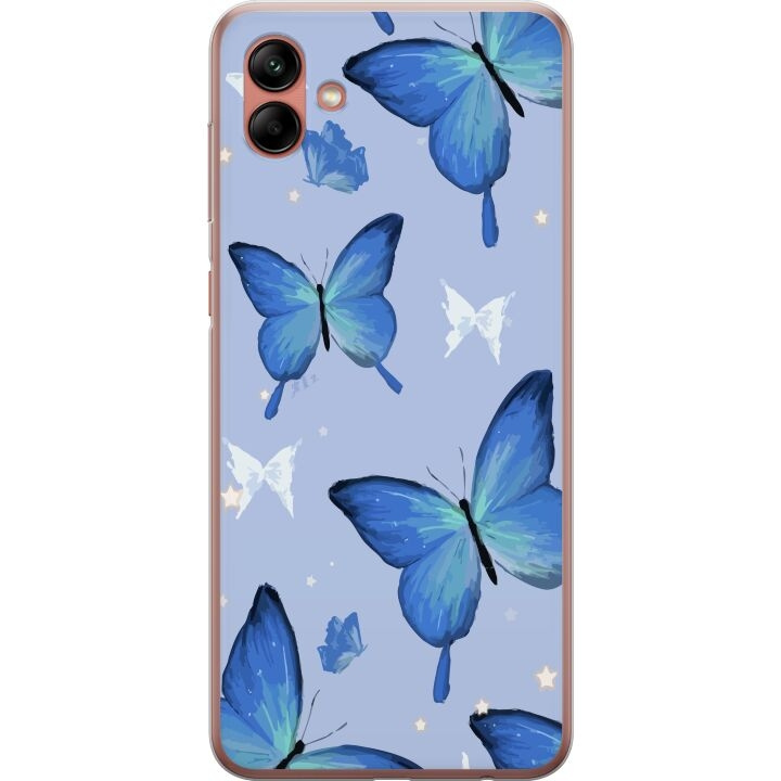 Mobiele hoes voor Samsung Galaxy A04 met Blauwe vlinders ontwerp in de groep SMARTPHONE & TABLETS / Mobielbescherming / Samsung bij TP E-commerce Nordic AB (A58326)