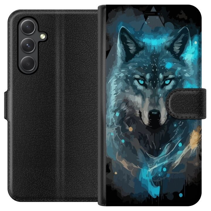 Portemonnee-hoesje voor Samsung Galaxy A05s met Wolf ontwerp in de groep SMARTPHONE & TABLETS / Mobielbescherming / Samsung bij TP E-commerce Nordic AB (A58423)