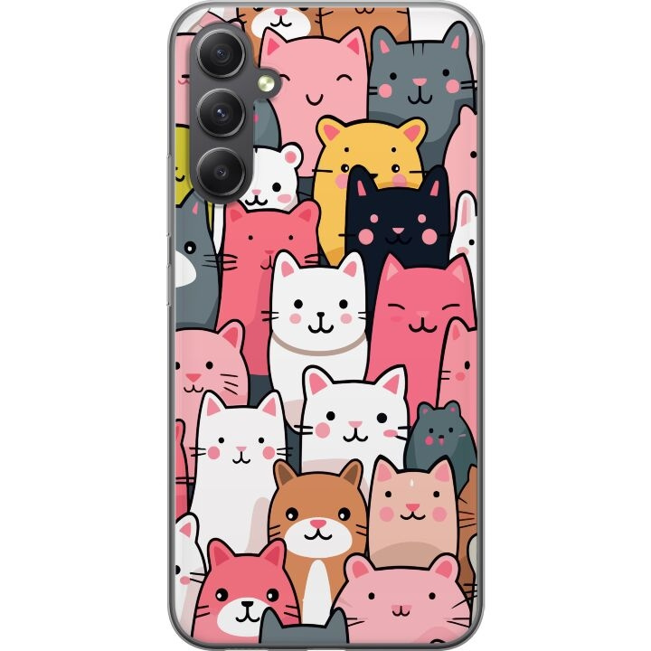 Mobiele hoes voor Samsung Galaxy A05s met Kattenpatroon ontwerp in de groep SMARTPHONE & TABLETS / Mobielbescherming / Samsung bij TP E-commerce Nordic AB (A58453)