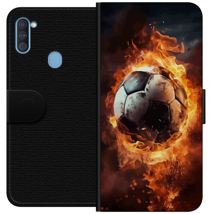 Portemonnee-hoesje voor Samsung Galaxy A11 met Voetbal ontwerp in de groep SMARTPHONE & TABLETS / Mobielbescherming / Samsung bij TP E-commerce Nordic AB (A58547)