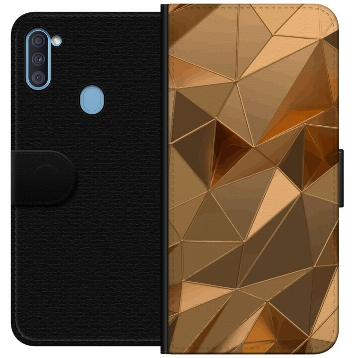 Portemonnee-hoesje voor Samsung Galaxy A11 met 3D Goud ontwerp in de groep SMARTPHONE & TABLETS / Mobielbescherming / Samsung bij TP E-commerce Nordic AB (A58550)