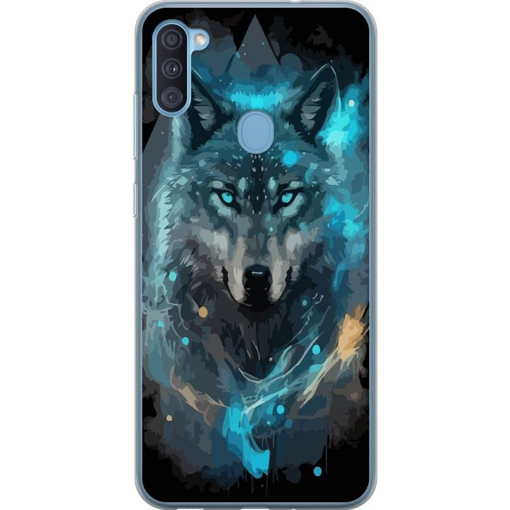 Mobiele hoes voor Samsung Galaxy A11 met Wolf ontwerp in de groep SMARTPHONE & TABLETS / Mobielbescherming / Samsung bij TP E-commerce Nordic AB (A58558)