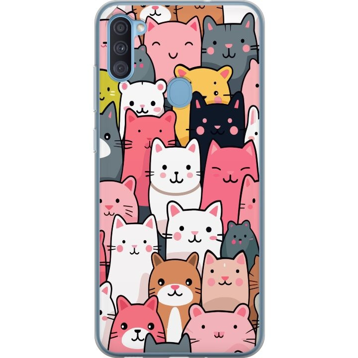 Mobiele hoes voor Samsung Galaxy A11 met Kattenpatroon ontwerp in de groep SMARTPHONE & TABLETS / Mobielbescherming / Samsung bij TP E-commerce Nordic AB (A58561)