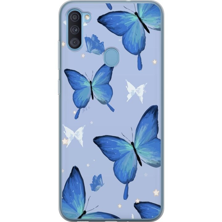 Mobiele hoes voor Samsung Galaxy A11 met Blauwe vlinders ontwerp in de groep SMARTPHONE & TABLETS / Mobielbescherming / Samsung bij TP E-commerce Nordic AB (A58569)