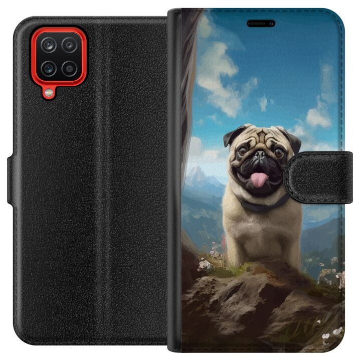 Portemonnee-hoesje voor Samsung Galaxy A12 met Blije Hond ontwerp in de groep SMARTPHONE & TABLETS / Mobielbescherming / Samsung bij TP E-commerce Nordic AB (A58598)