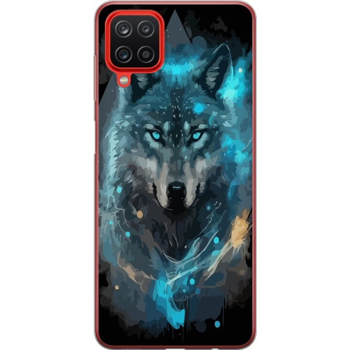 Mobiele hoes voor Samsung Galaxy A12 met Wolf ontwerp in de groep SMARTPHONE & TABLETS / Mobielbescherming / Samsung bij TP E-commerce Nordic AB (A58612)