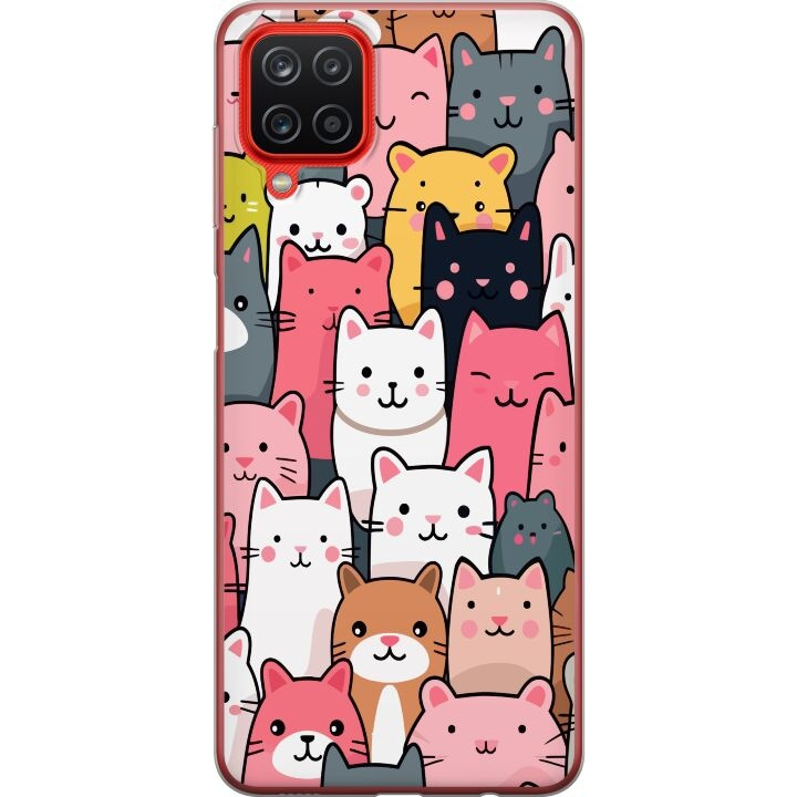 Mobiele hoes voor Samsung Galaxy A12 met Kattenpatroon ontwerp in de groep SMARTPHONE & TABLETS / Mobielbescherming / Samsung bij TP E-commerce Nordic AB (A58615)