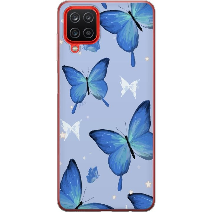 Mobiele hoes voor Samsung Galaxy A12 met Blauwe vlinders ontwerp in de groep SMARTPHONE & TABLETS / Mobielbescherming / Samsung bij TP E-commerce Nordic AB (A58623)