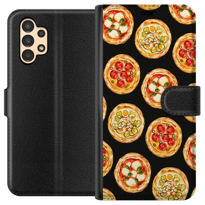 Portemonnee-hoesje voor Samsung Galaxy A13 met Pizza ontwerp in de groep SMARTPHONE & TABLETS / Mobielbescherming / Samsung bij TP E-commerce Nordic AB (A58647)