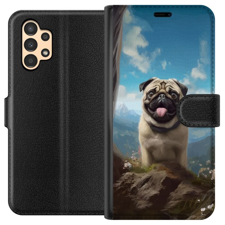 Portemonnee-hoesje voor Samsung Galaxy A13 met Blije Hond ontwerp in de groep SMARTPHONE & TABLETS / Mobielbescherming / Samsung bij TP E-commerce Nordic AB (A58652)