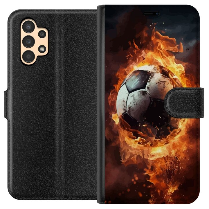 Portemonnee-hoesje voor Samsung Galaxy A13 met Voetbal ontwerp in de groep SMARTPHONE & TABLETS / Mobielbescherming / Samsung bij TP E-commerce Nordic AB (A58655)