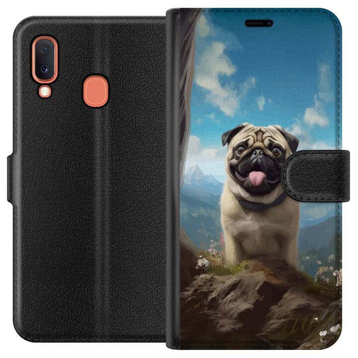 Portemonnee-hoesje voor Samsung Galaxy A20e met Blije Hond ontwerp in de groep SMARTPHONE & TABLETS / Mobielbescherming / Samsung bij TP E-commerce Nordic AB (A58814)