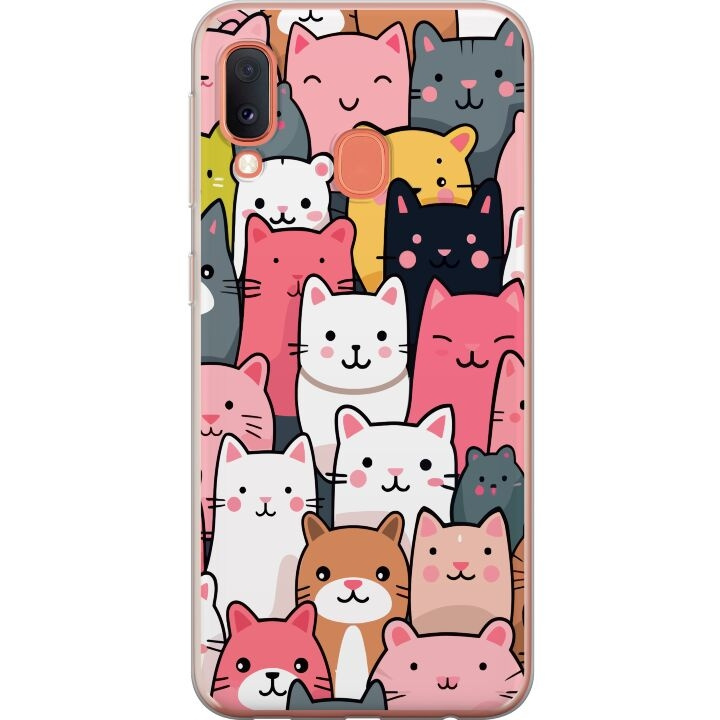 Mobiele hoes voor Samsung Galaxy A20e met Kattenpatroon ontwerp in de groep SMARTPHONE & TABLETS / Mobielbescherming / Samsung bij TP E-commerce Nordic AB (A58831)