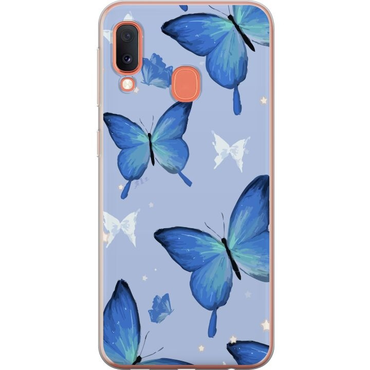 Mobiele hoes voor Samsung Galaxy A20e met Blauwe vlinders ontwerp in de groep SMARTPHONE & TABLETS / Mobielbescherming / Samsung bij TP E-commerce Nordic AB (A58839)