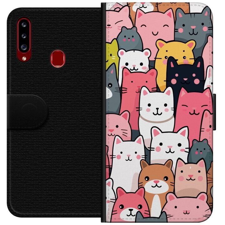 Portemonnee-hoesje voor Samsung Galaxy A20s met Kattenpatroon ontwerp in de groep SMARTPHONE & TABLETS / Mobielbescherming / Samsung bij TP E-commerce Nordic AB (A58858)