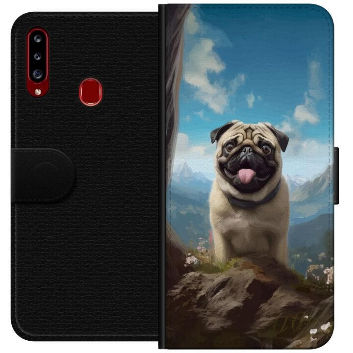 Portemonnee-hoesje voor Samsung Galaxy A20s met Blije Hond ontwerp in de groep SMARTPHONE & TABLETS / Mobielbescherming / Samsung bij TP E-commerce Nordic AB (A58868)