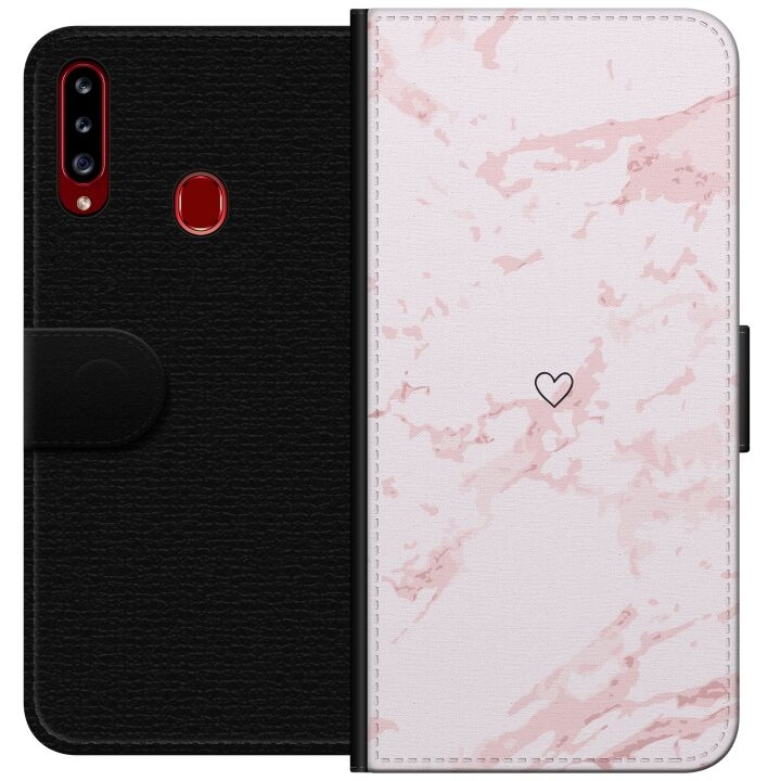 Portemonnee-hoesje voor Samsung Galaxy A20s met Roze Hart ontwerp in de groep SMARTPHONE & TABLETS / Mobielbescherming / Samsung bij TP E-commerce Nordic AB (A58873)