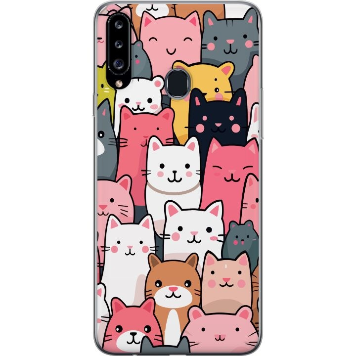 Mobiele hoes voor Samsung Galaxy A20s met Kattenpatroon ontwerp in de groep SMARTPHONE & TABLETS / Mobielbescherming / Samsung bij TP E-commerce Nordic AB (A58885)