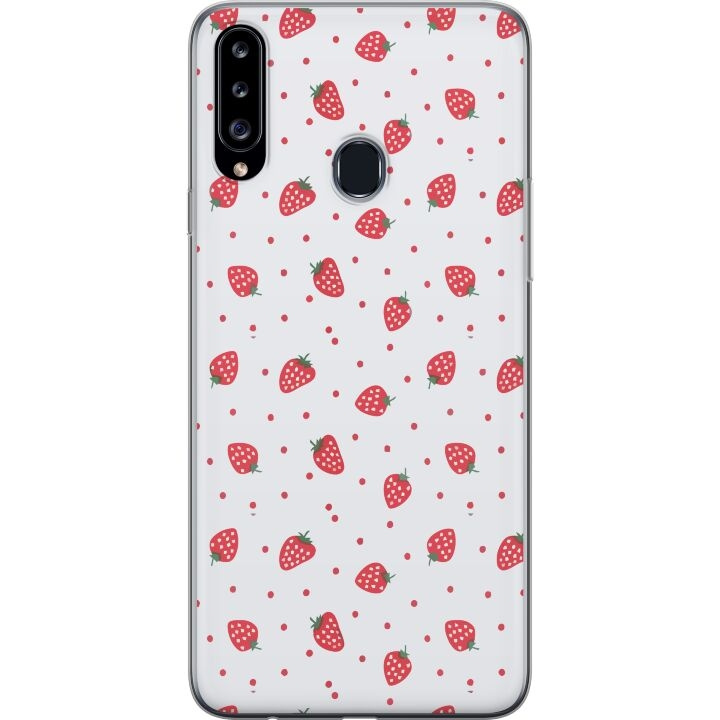 Mobiele hoes voor Samsung Galaxy A20s met Aardbeien ontwerp in de groep SMARTPHONE & TABLETS / Mobielbescherming / Samsung bij TP E-commerce Nordic AB (A58894)