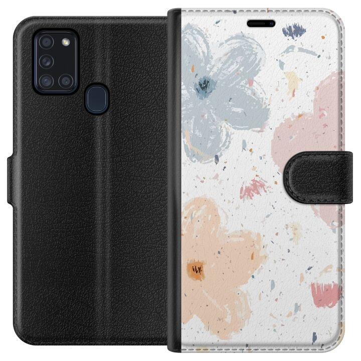 Portemonnee-hoesje voor Samsung Galaxy A21s met Bloemen ontwerp in de groep SMARTPHONE & TABLETS / Mobielbescherming / Samsung bij TP E-commerce Nordic AB (A58916)