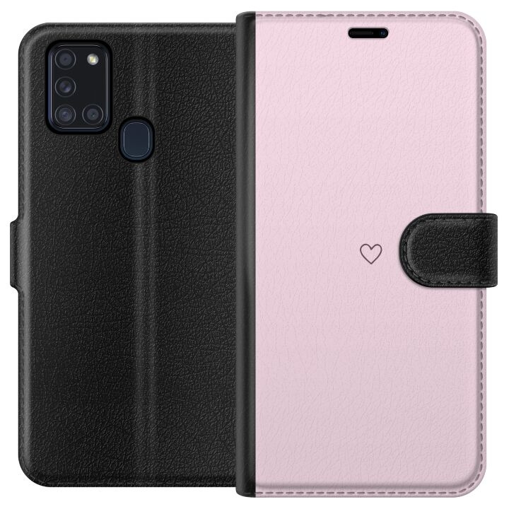 Portemonnee-hoesje voor Samsung Galaxy A21s met Hart ontwerp in de groep SMARTPHONE & TABLETS / Mobielbescherming / Samsung bij TP E-commerce Nordic AB (A58923)