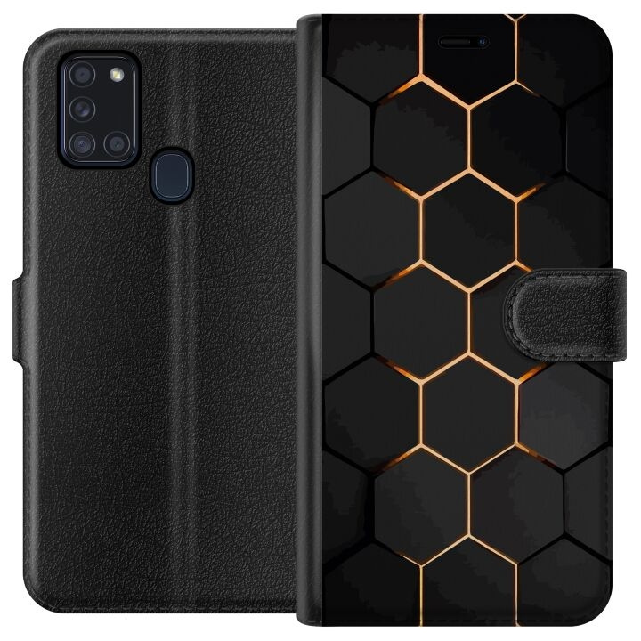 Portemonnee-hoesje voor Samsung Galaxy A21s met Luxe Patroon ontwerp in de groep SMARTPHONE & TABLETS / Mobielbescherming / Samsung bij TP E-commerce Nordic AB (A58929)