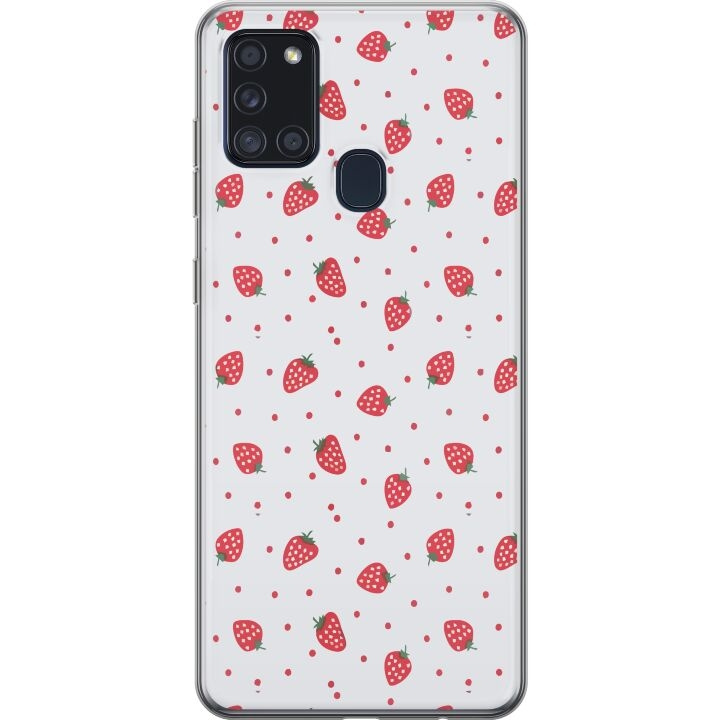 Mobiele hoes voor Samsung Galaxy A21s met Aardbeien ontwerp in de groep SMARTPHONE & TABLETS / Mobielbescherming / Samsung bij TP E-commerce Nordic AB (A58948)