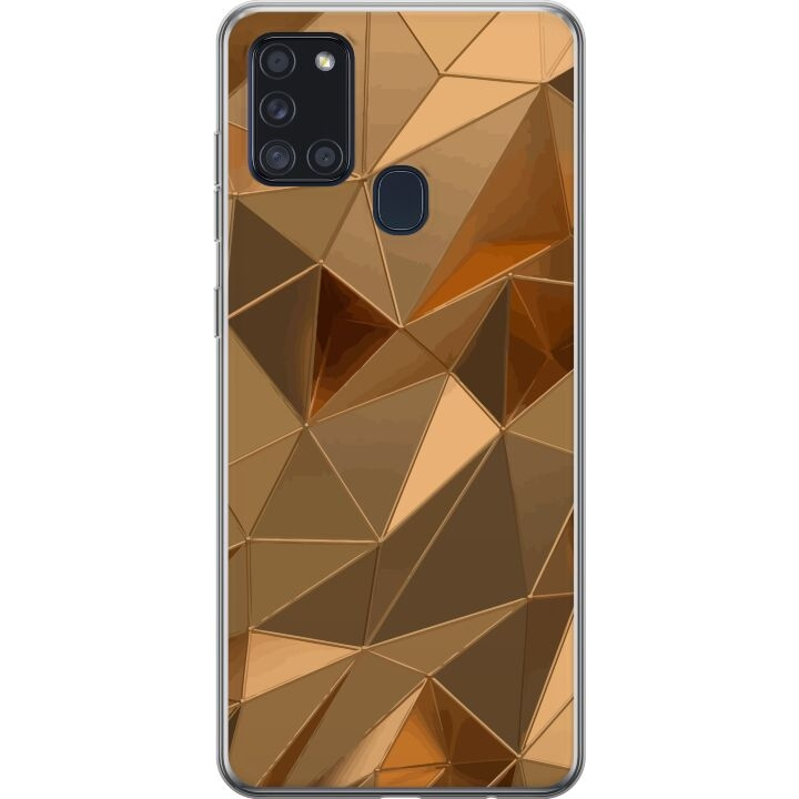 Mobiele hoes voor Samsung Galaxy A21s met 3D Goud ontwerp in de groep SMARTPHONE & TABLETS / Mobielbescherming / Samsung bij TP E-commerce Nordic AB (A58955)