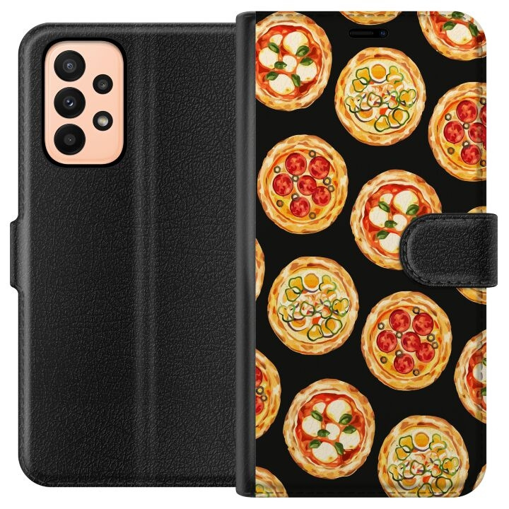 Portemonnee-hoesje voor Samsung Galaxy A23 met Pizza ontwerp in de groep SMARTPHONE & TABLETS / Mobielbescherming / Samsung bij TP E-commerce Nordic AB (A59025)