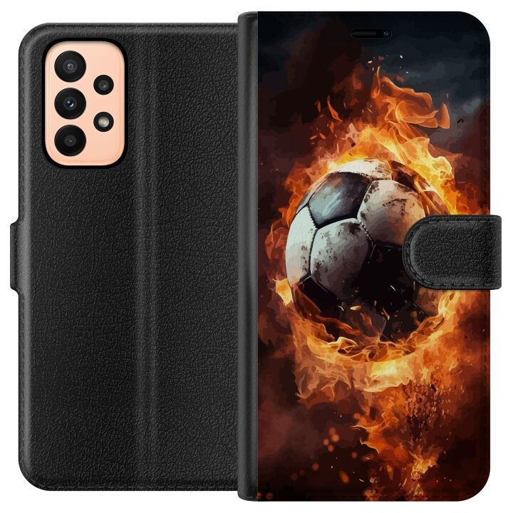 Portemonnee-hoesje voor Samsung Galaxy A23 met Voetbal ontwerp in de groep SMARTPHONE & TABLETS / Mobielbescherming / Samsung bij TP E-commerce Nordic AB (A59033)