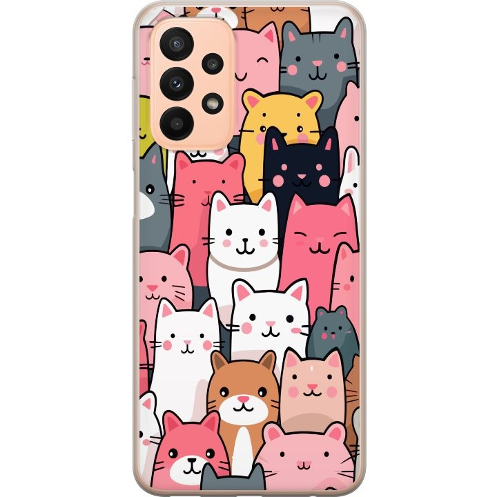 Mobiele hoes voor Samsung Galaxy A23 met Kattenpatroon ontwerp in de groep SMARTPHONE & TABLETS / Mobielbescherming / Samsung bij TP E-commerce Nordic AB (A59047)