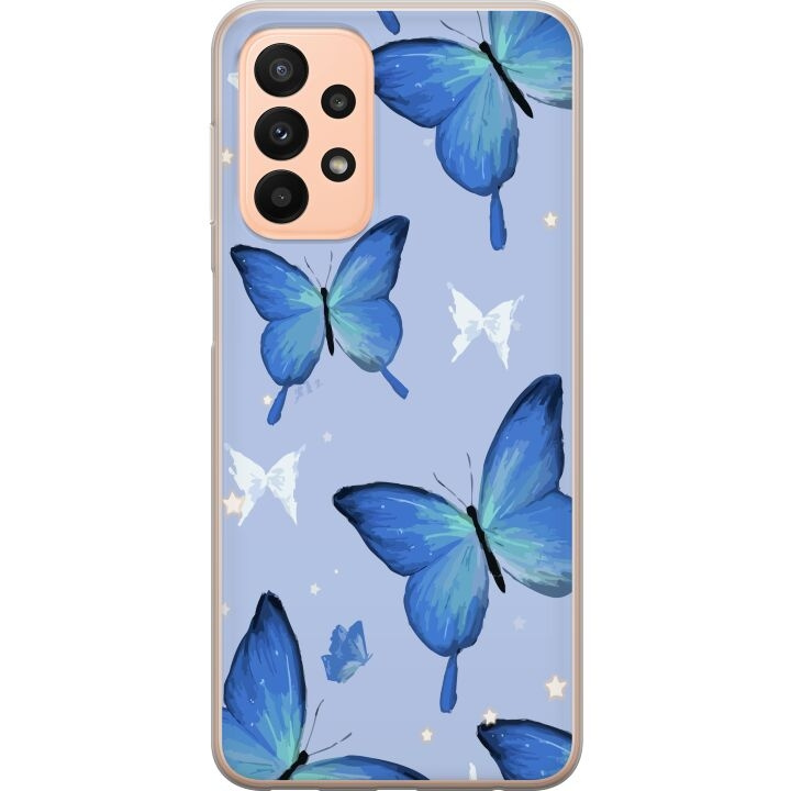 Mobiele hoes voor Samsung Galaxy A23 met Blauwe vlinders ontwerp in de groep SMARTPHONE & TABLETS / Mobielbescherming / Samsung bij TP E-commerce Nordic AB (A59055)