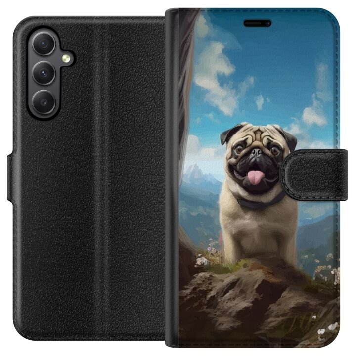 Portemonnee-hoesje voor Samsung Galaxy A24 4G met Blije Hond ontwerp in de groep SMARTPHONE & TABLETS / Mobielbescherming / Samsung bij TP E-commerce Nordic AB (A59111)