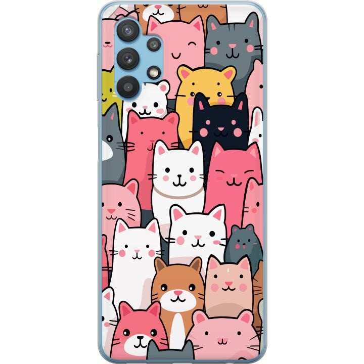 Mobiele hoes voor Samsung Galaxy A32 5G met Kattenpatroon ontwerp in de groep SMARTPHONE & TABLETS / Mobielbescherming / Samsung bij TP E-commerce Nordic AB (A59236)