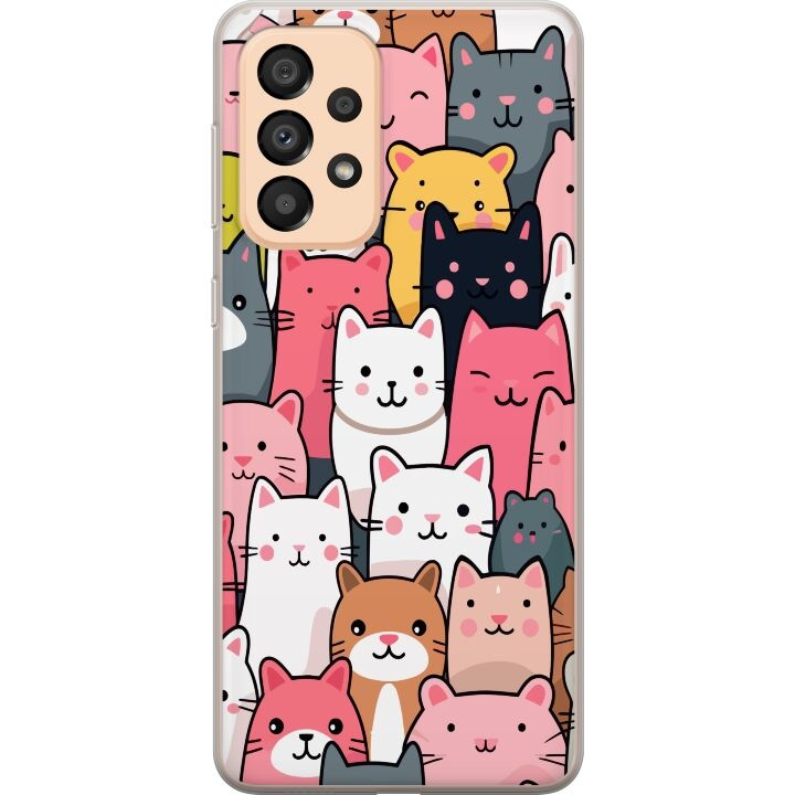 Mobiele hoes voor Samsung Galaxy A33 5G met Kattenpatroon ontwerp in de groep SMARTPHONE & TABLETS / Mobielbescherming / Samsung bij TP E-commerce Nordic AB (A59290)