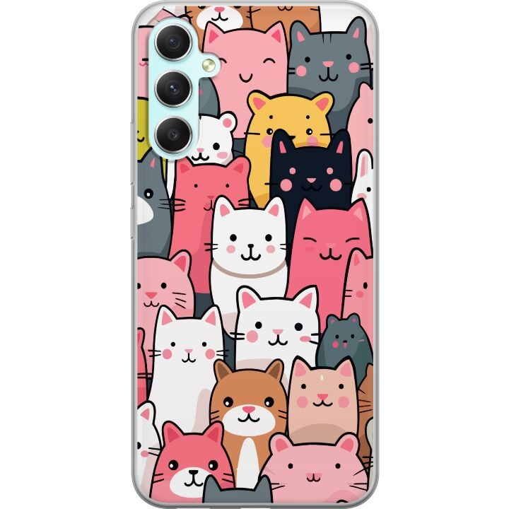 Mobiele hoes voor Samsung Galaxy A34 met Kattenpatroon ontwerp in de groep SMARTPHONE & TABLETS / Mobielbescherming / Samsung bij TP E-commerce Nordic AB (A59344)