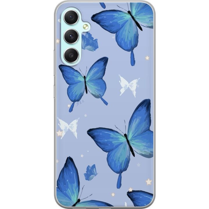 Mobiele hoes voor Samsung Galaxy A34 met Blauwe vlinders ontwerp in de groep SMARTPHONE & TABLETS / Mobielbescherming / Samsung bij TP E-commerce Nordic AB (A59352)