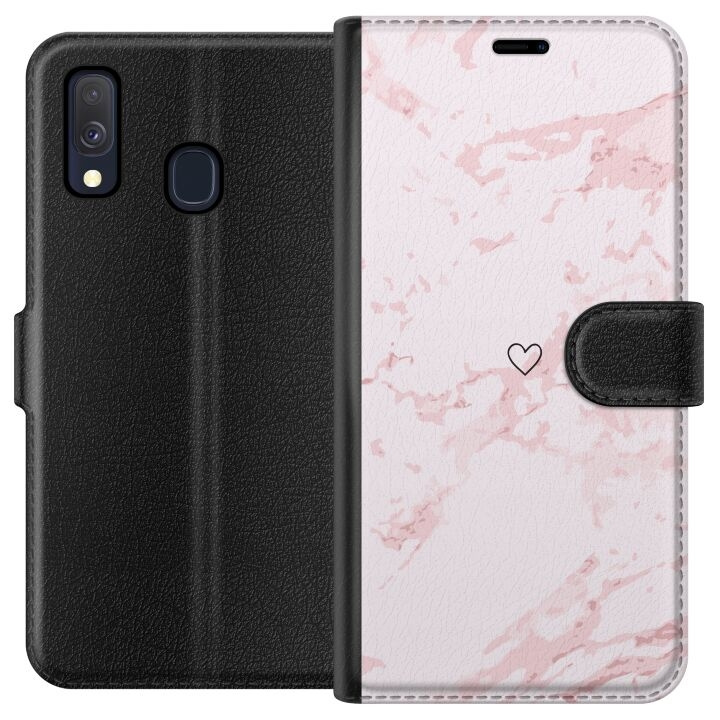 Portemonnee-hoesje voor Samsung Galaxy A40 met Roze Hart ontwerp in de groep SMARTPHONE & TABLETS / Mobielbescherming / Samsung bij TP E-commerce Nordic AB (A59467)