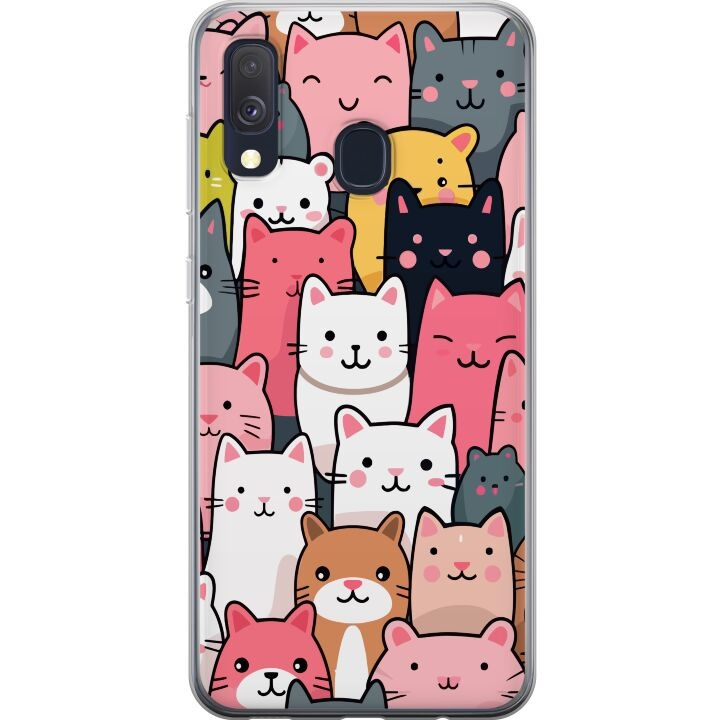 Mobiele hoes voor Samsung Galaxy A40 met Kattenpatroon ontwerp in de groep SMARTPHONE & TABLETS / Mobielbescherming / Samsung bij TP E-commerce Nordic AB (A59479)