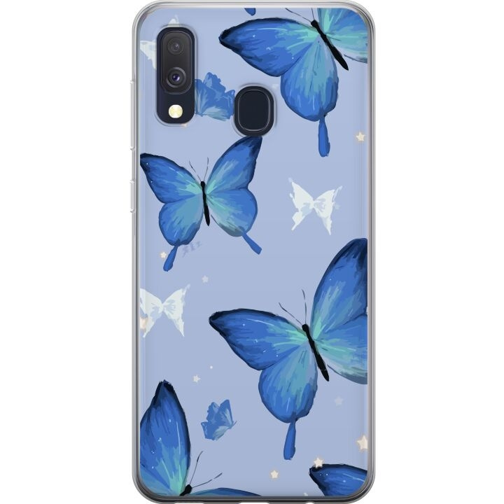 Mobiele hoes voor Samsung Galaxy A40 met Blauwe vlinders ontwerp in de groep SMARTPHONE & TABLETS / Mobielbescherming / Samsung bij TP E-commerce Nordic AB (A59487)