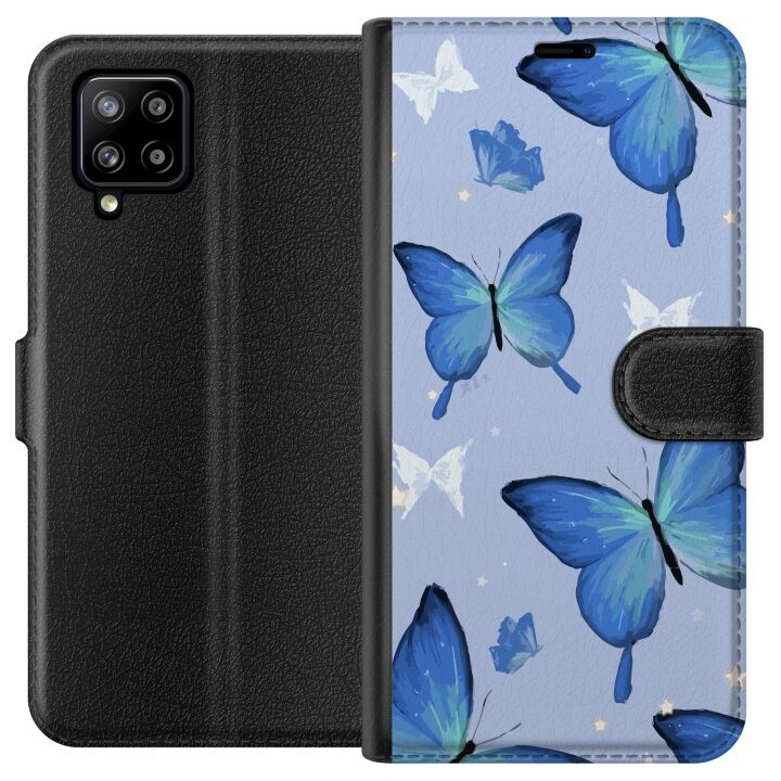 Portemonnee-hoesje voor Samsung Galaxy A42 5G met Blauwe vlinders ontwerp in de groep SMARTPHONE & TABLETS / Mobielbescherming / Samsung bij TP E-commerce Nordic AB (A59568)